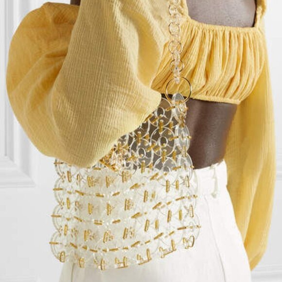 NEW Cult Gaia Jasmin Acrylic Shoulder Bag - Clear/Gold Tone - Picture 2 of 14